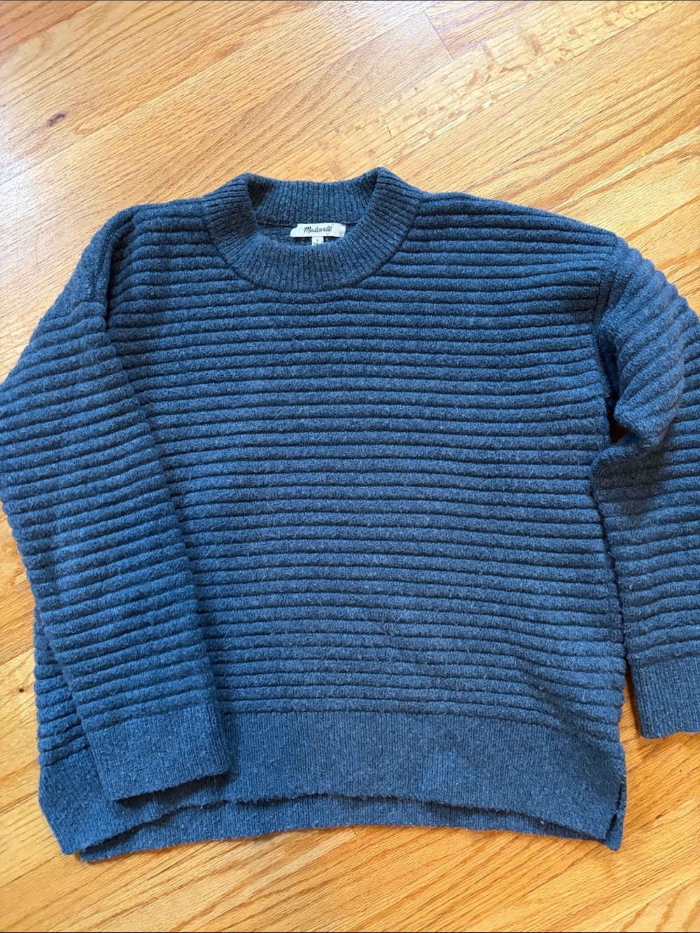 Madewell Ribbed Crewneck Sweater in Charcoal Blue